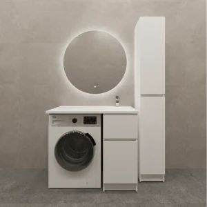 Тумба под накладную раковину KONSENSA Терни правая 91.7x38 раковина на стиральную машину Терни / Рейкьявик шкаф-пенал цвет корпуса белый