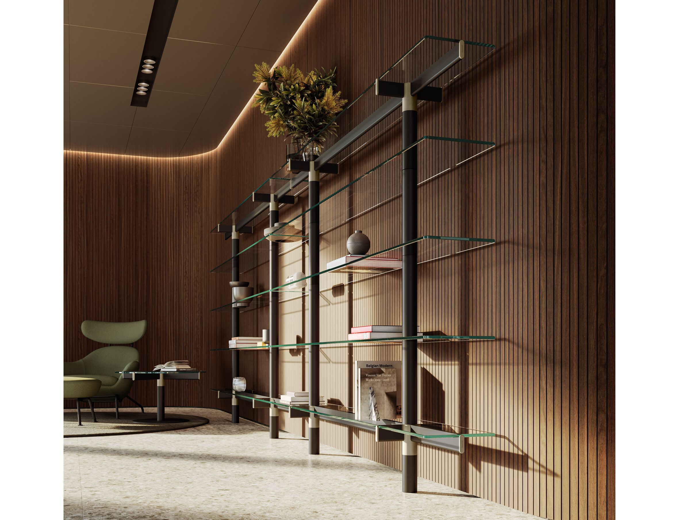 Книжный шкаф из металла и стекла FANTONI Decumano ARCH-00042494