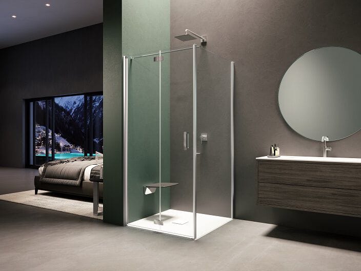 Стеклянная угловая душевая кабина с распашной дверью Provex Industrie ARCH-00141059 - Вид №1