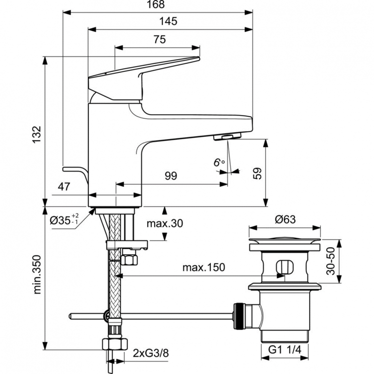 BD204AA Смеситель для раковины Ideal Standard CERAPLAN  - Вид №5