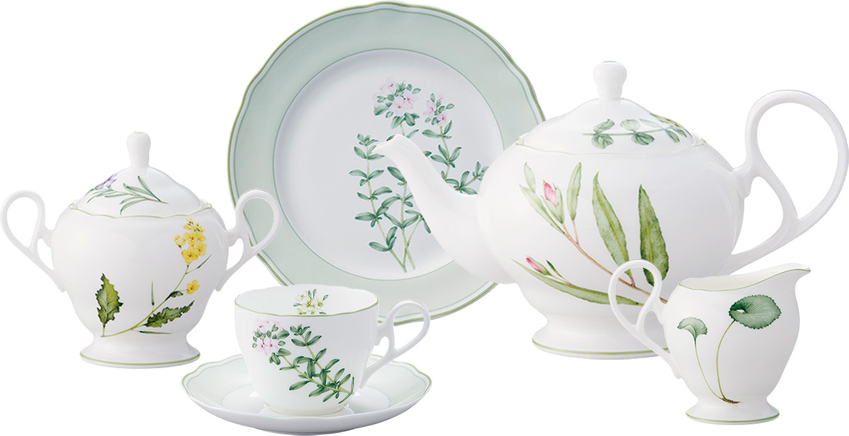10665480 Noritake Сервиз чайный Noritake "Английские травы" на 6 персон 21 предмет Фарфор костяной 