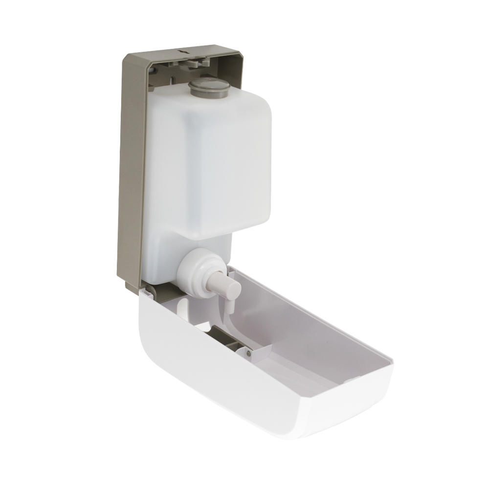 GFmark - Дозатор для ПЕНЫ с педалью, пластик АБС БЕЛЫЙ, большой, с глазком - капля, 1000 мл, код: 714  - Вид №5