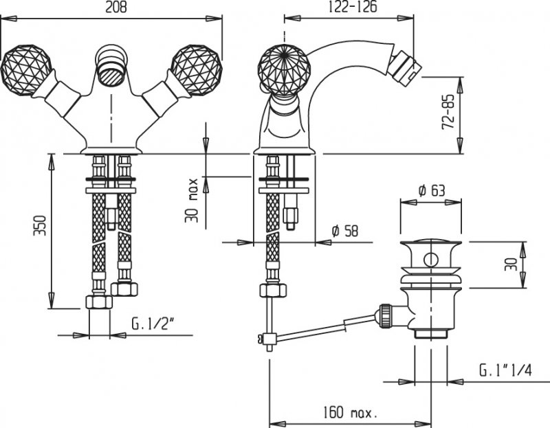 Смеситель для биде CEZARES GOLF-BS1-01 - Вид №1