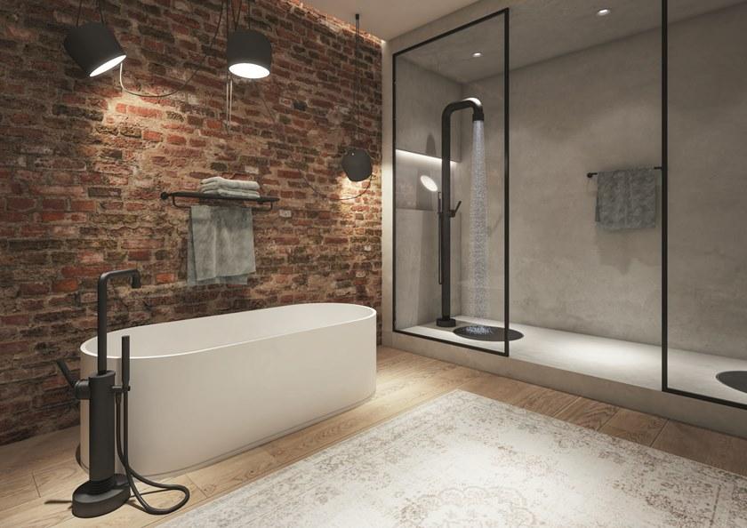 JEE-O Смеситель для ванны напольный стальной с ручным душем Soho 700-3110/2/8/9 - Вид №1