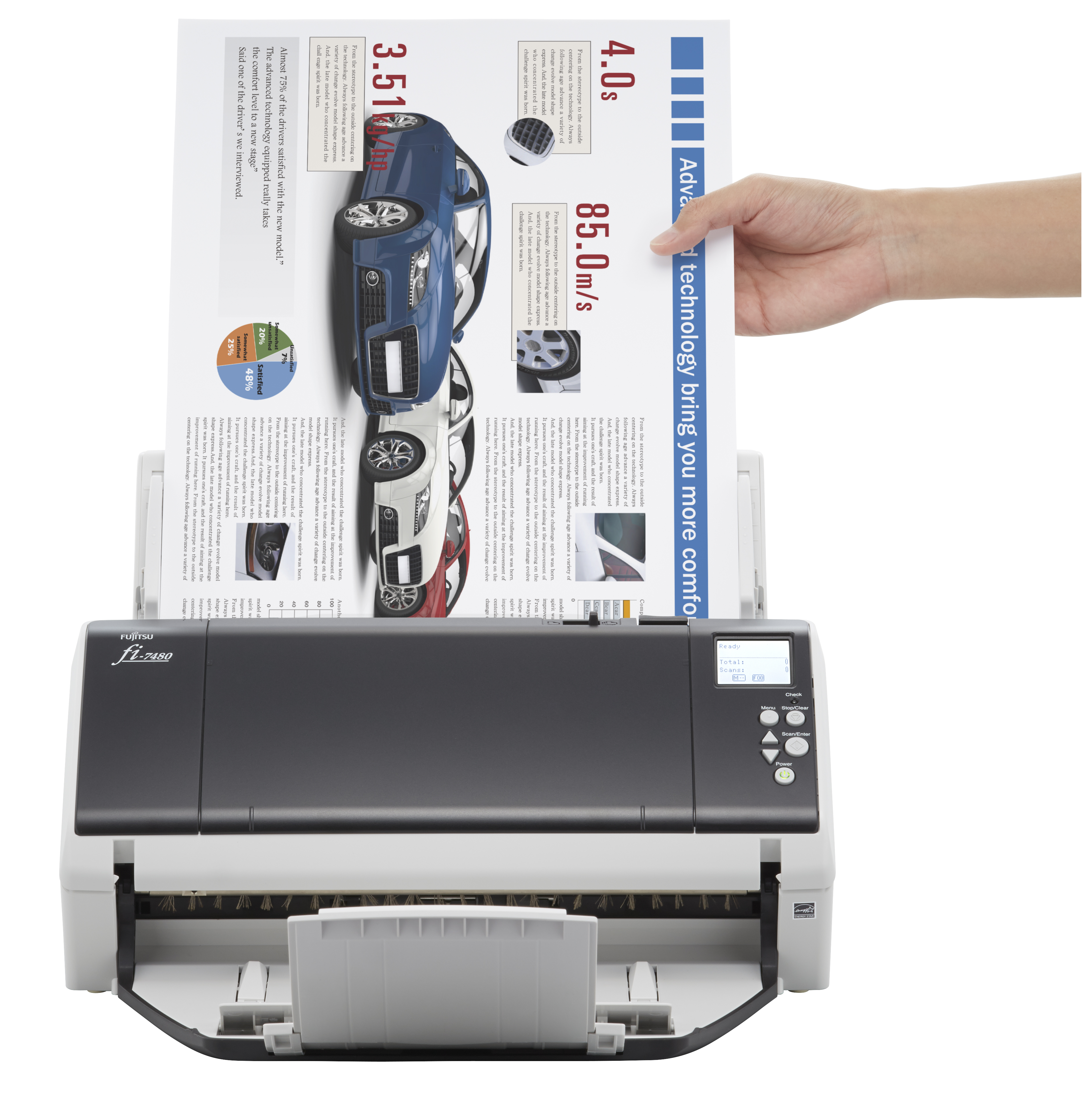 PA03710-B001 Fi-7480, document scanner, a3, duplex, 80 ppm, adf 100, usb 3.0 Fujitsu  - Вид №1