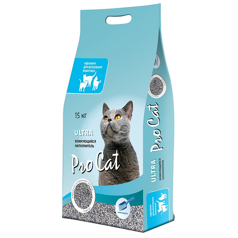 ПР0042309 Наполнитель для кошачьего туалета ультра комкующийся 15кг Pro Cat 