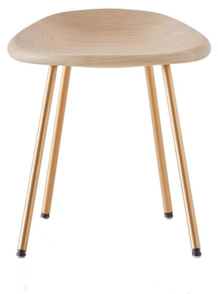 BassamFellows Низкий табурет из стали и дерева Pebble Cb-27 - Вид №1