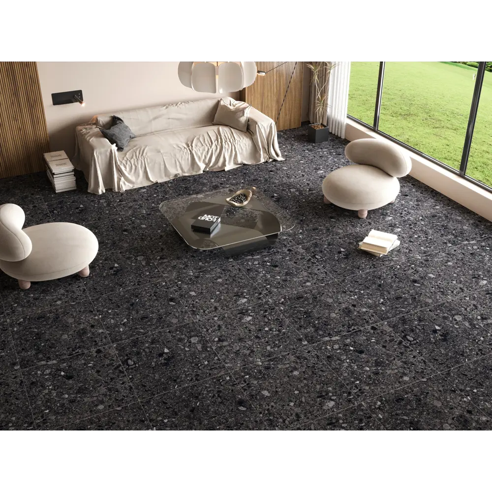 Глазурованный керамогранит Stonella Dark 60x60 см 1.44 м² матовый цвет черный 89458745 STLM-2016711 Santreyd - Вид №3