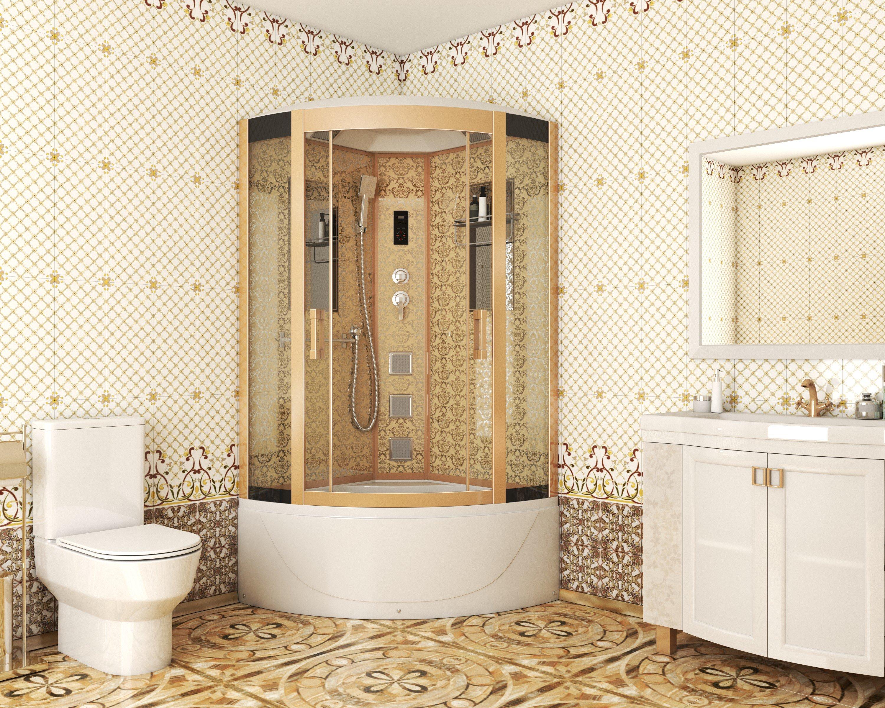 Душевая кабина NG-7790G (900x900х2150) высокий поддон стенки ЗОЛОТО Niagara Luxe 7790 G - Вид №1