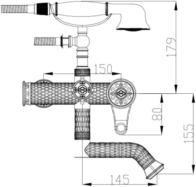 Смеситель ZorG Antic A 400W-BR для ванны с душем, бронза - Вид №1