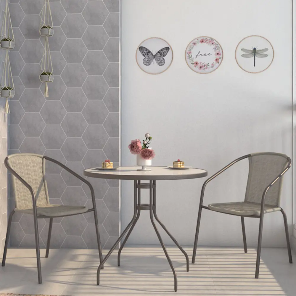 Стол садовый Santreyd Alma круглый 80 см серый сталь/стекло 82232543 STLM-0022455 - Вид №6