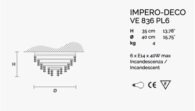 Masiero VE 836 PL6 CUT CRYSTAL люстра потолочная 112287 - Вид №1