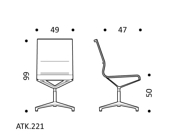4-спицевое кожаное вращающееся офисное кресло ICF Stick Chair ARCH-00063414 - Вид №2