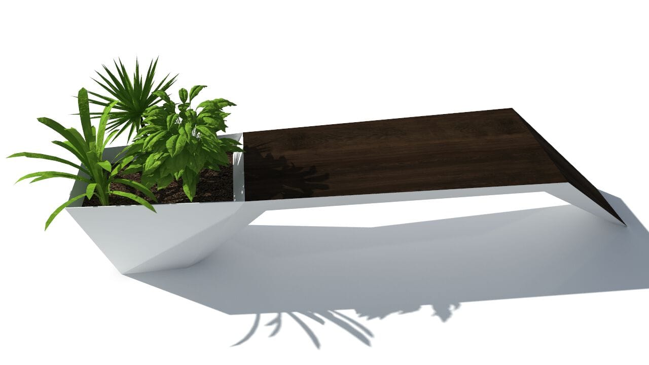 Скамейка из дерева и листового металла со встроенной плантатором без спинки CITYSì URBAN ARCH-00044158 - Вид №5