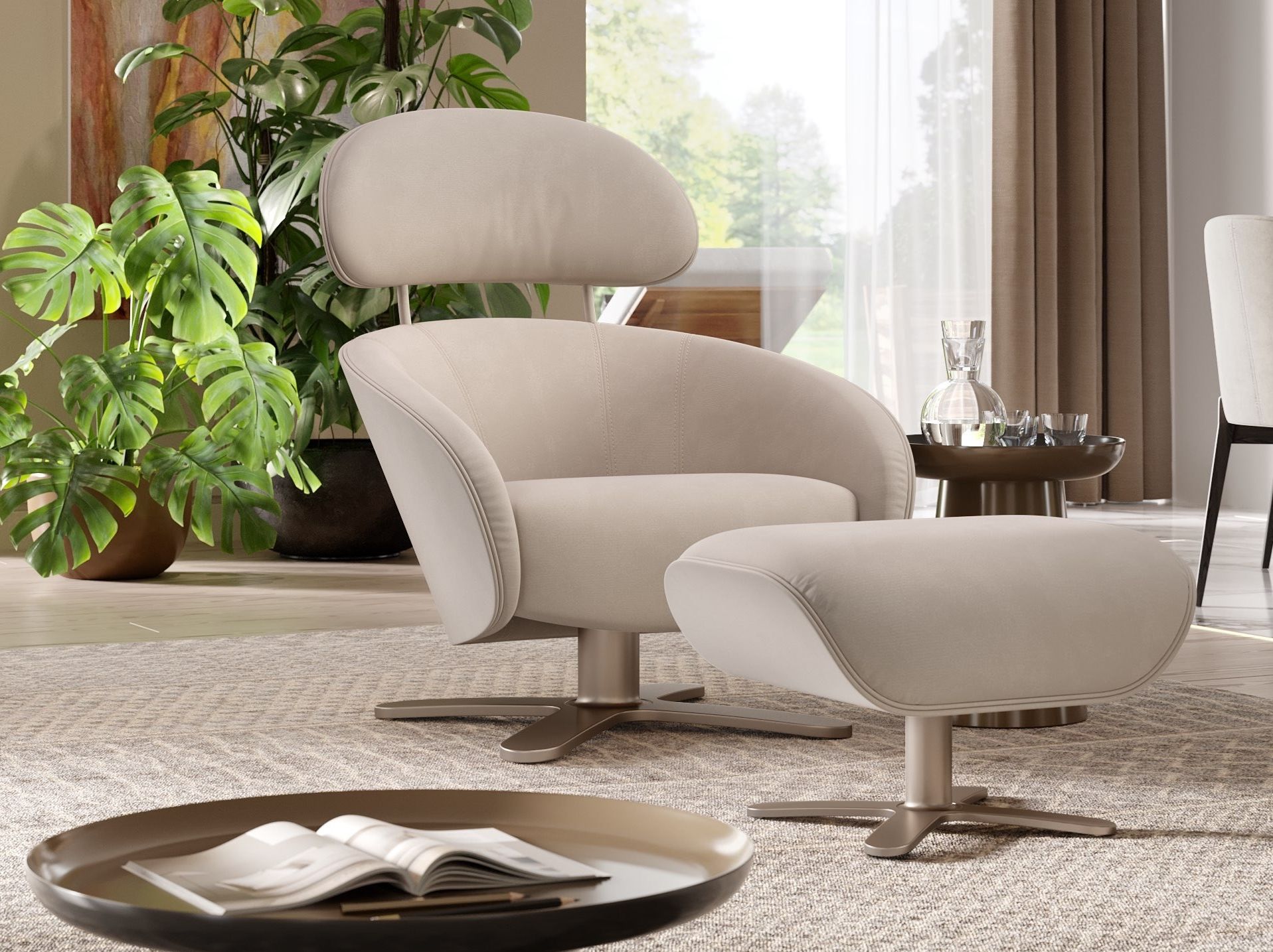 Тканевое вращающееся кресло с подлокотниками Sofanella Dolce ARCH-00007764 - Вид №1