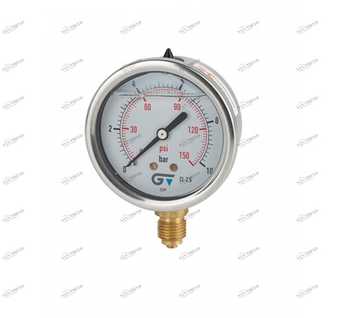 GENEBRE 3822 016 Манометр Ø 63 с глицерином, нижнее соединение, резьба BSP 