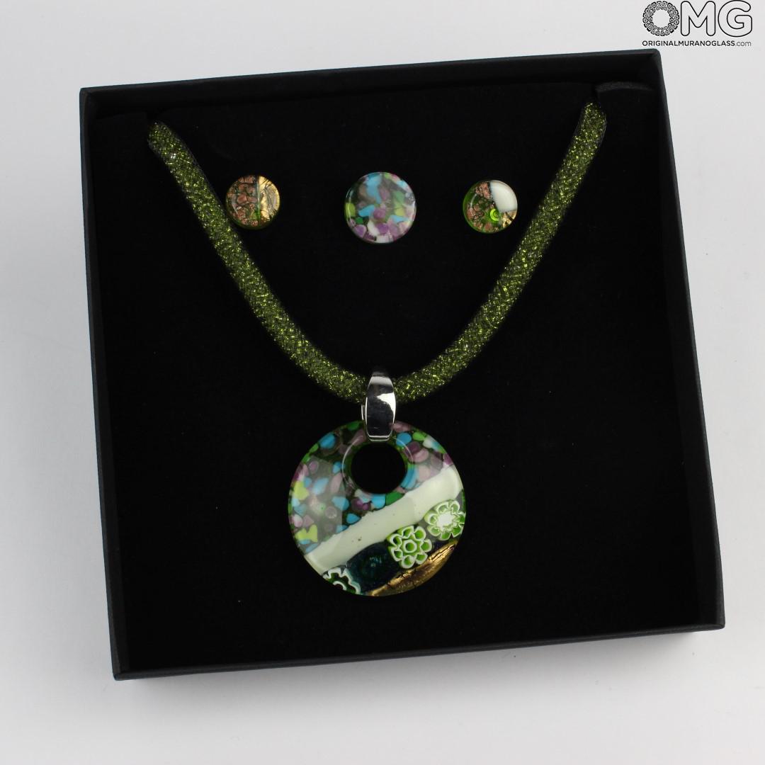 2119 ORIGINALMURANOGLASS Набор украшений Rotonda Cortina зелёно-золотой из муранского стекла 54 см  - Вид №1