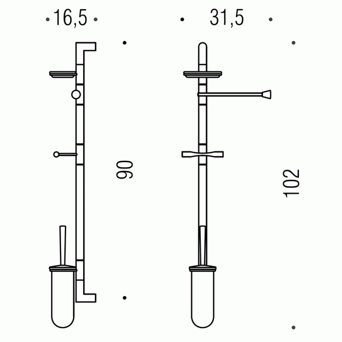 B9422 Настенная стойка для унитаза и биде COLOMBO ISOLE Colombo Design - Вид №2