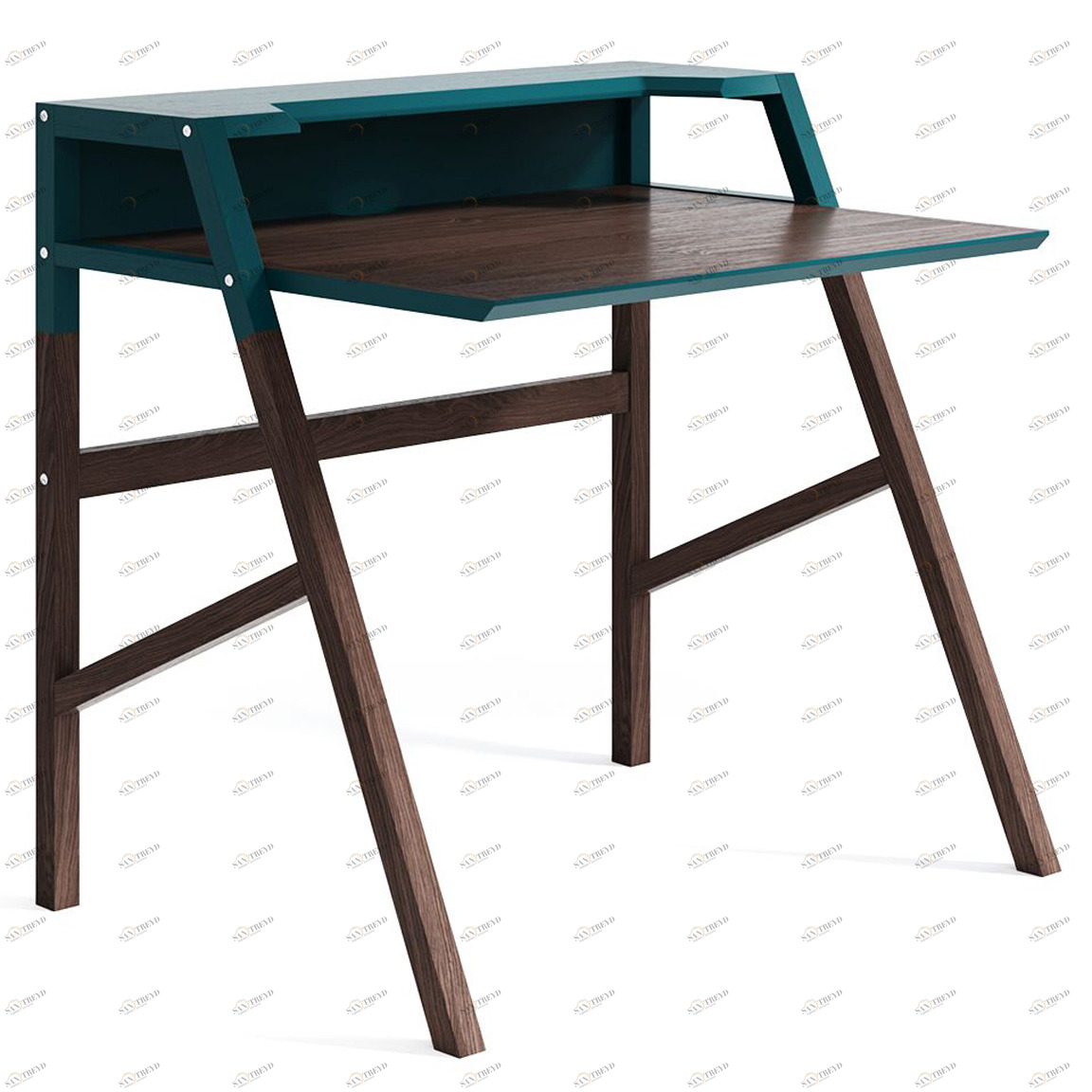 Компьютерный стол с полкой коричневый с синим Youk THE IDEA  210624 Коричневый 