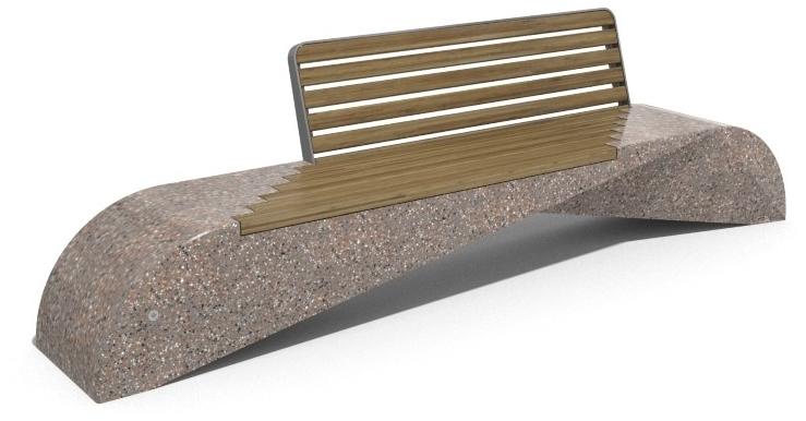 ENCHO ENCHEV - ETE Скамейка из бетона и дерева со спинкой  248  - Вид №3
