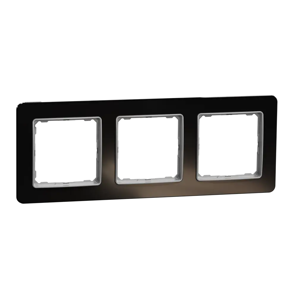 Рамка для розеток и выключателей Systeme Electric Sedna Design 3 поста, цвет чёрное стекло 84828405 STLM-2159483 - Вид №1