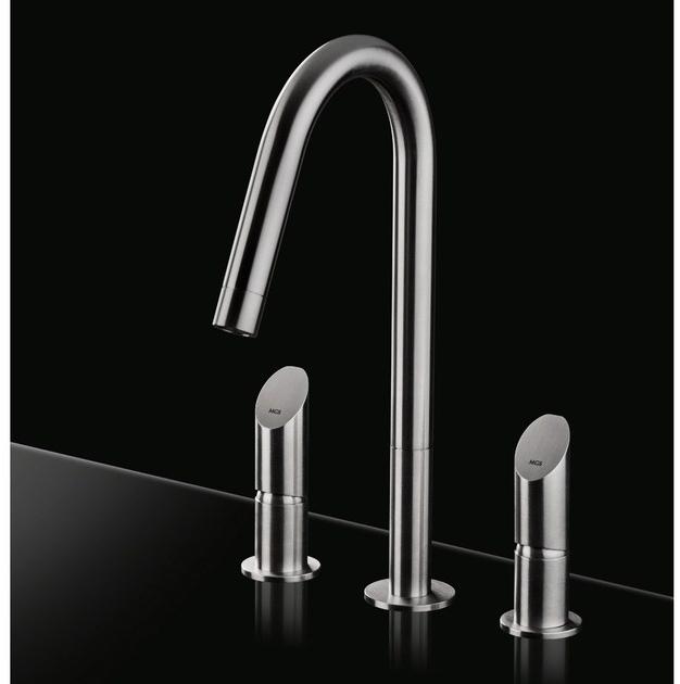 MGS Смеситель для умывальника из нержавеющей стали на 3 отверстия Contemporary sun-id-1453753 - Вид №1