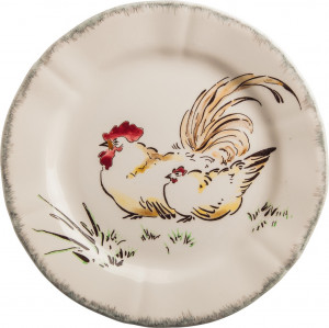 10600289 Gien Тарелка закусочная Gien Белый петух 23см, фаянс Фаянс