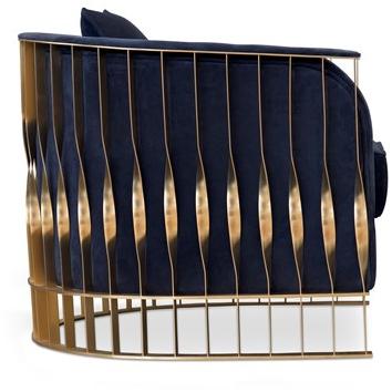 KOKET Кресло из ткани и латуни с подлокотниками Mandy sun-id-1482319 - Вид №3