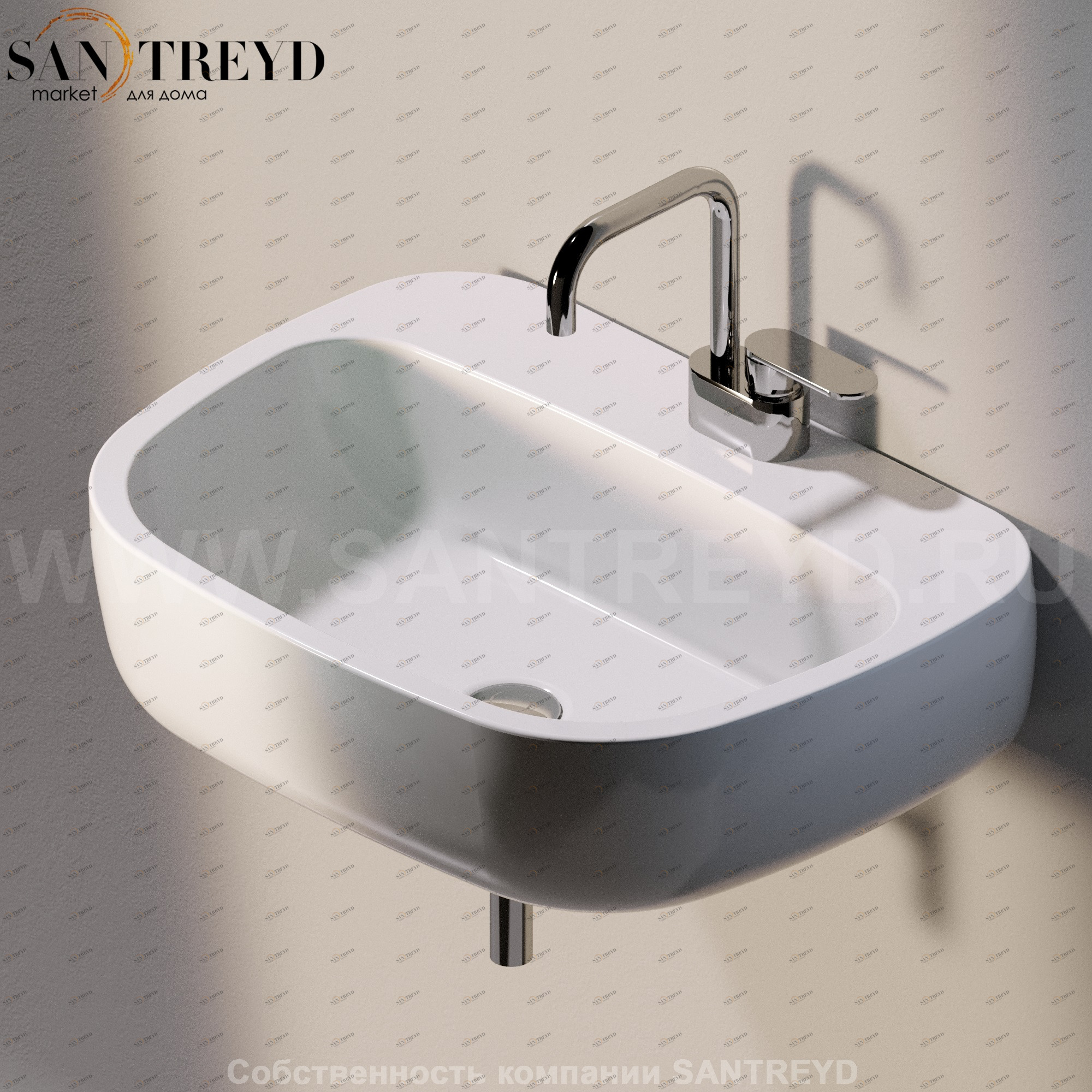 MN64L9016 Подвесная раковина настенная прямоугольная Ceramica Flaminia Mono белая