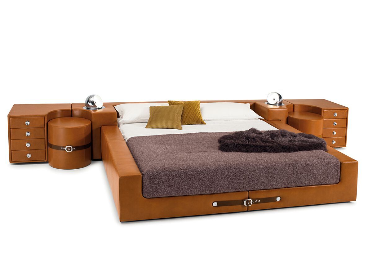 Кожаная двуспальная кровать со встроенными тумбочками i 4 Mariani Tukroma ARCH-00086455 - Вид №1