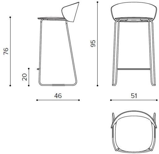 True Design Штабелируемый табурет из стали и салазок из дерева Not wood Nt 6505 - Вид №5