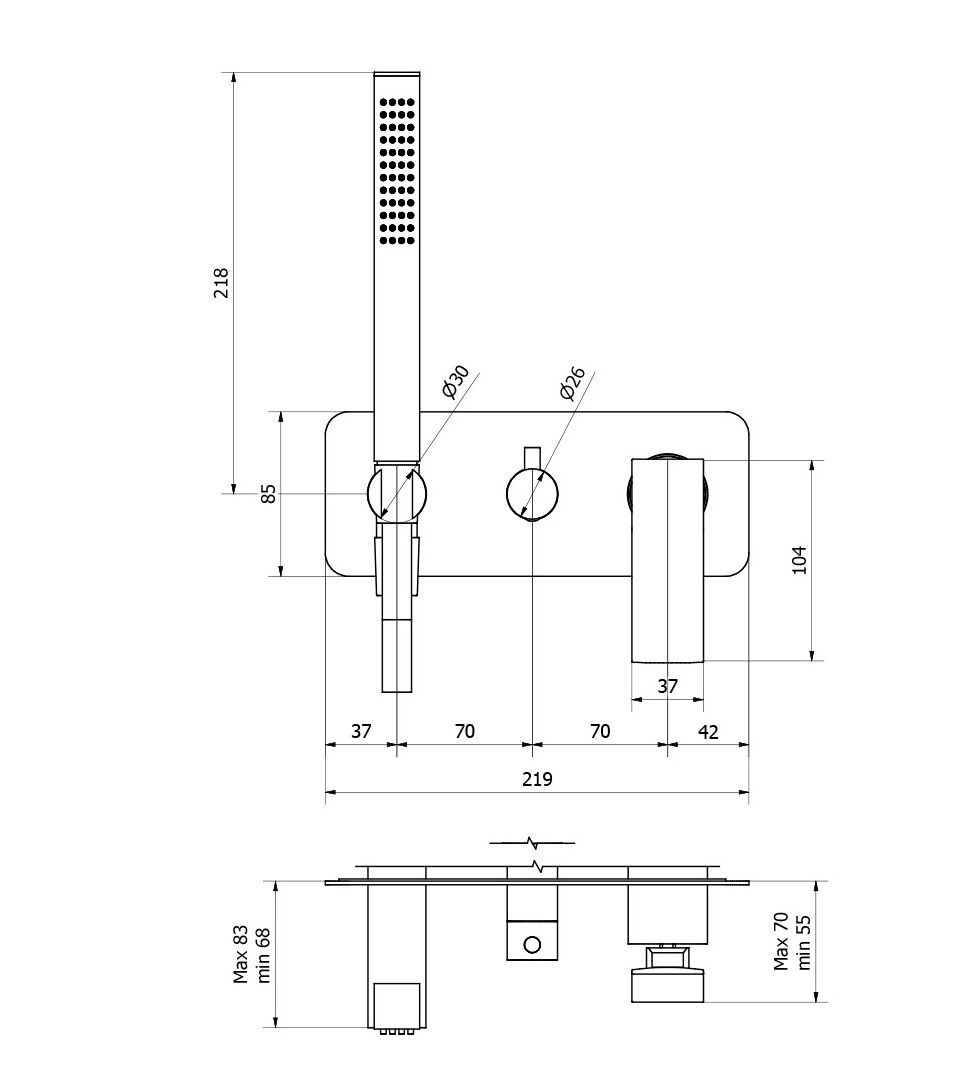 Смеситель для душа с ручным душем Aquademy круглый ARCH-00069579 - Вид №2