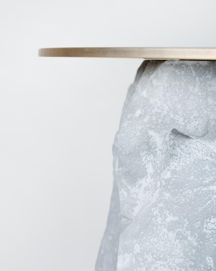 Greenapple Круглый журнальный столик из мрамора бардиглио и латуни Perfect raw G703134  - Вид №6