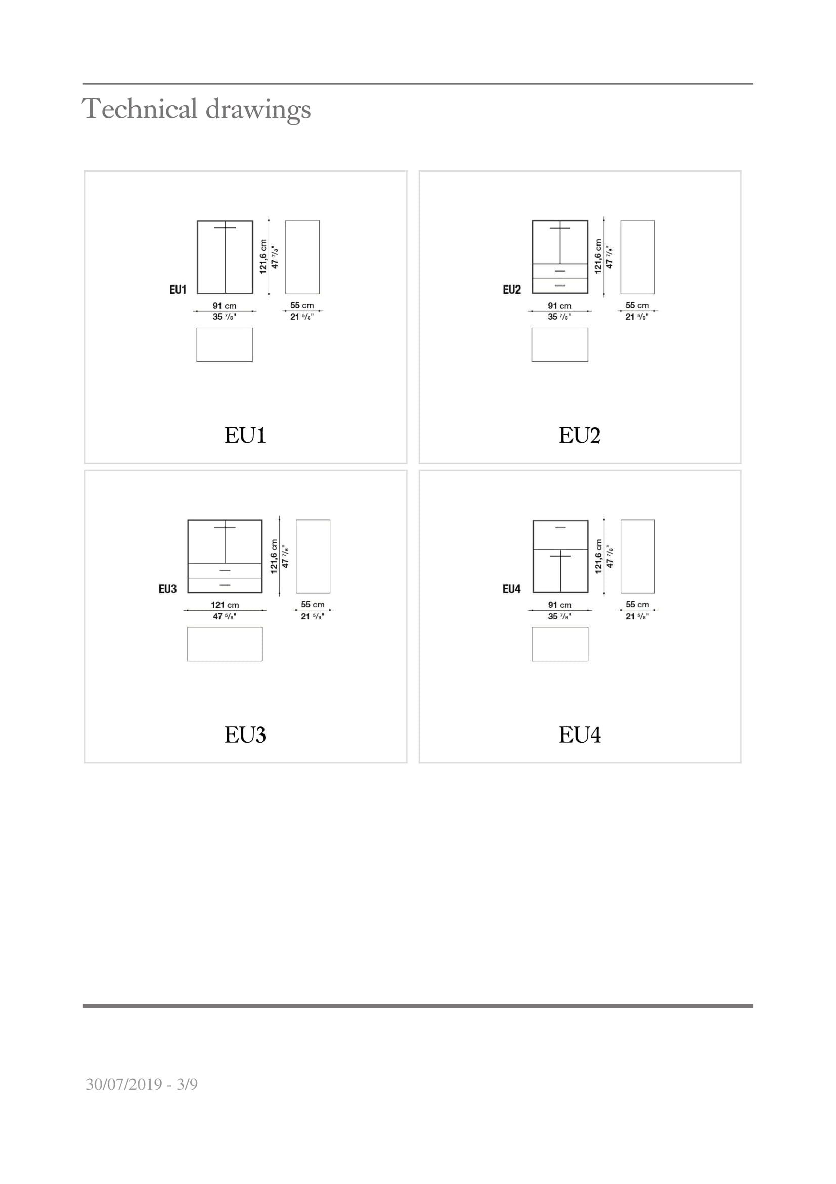 Стеклянный шкаф с распашными дверцами с ящиками B&B Italia эвкалипт ARCH-00080674 - Вид №2