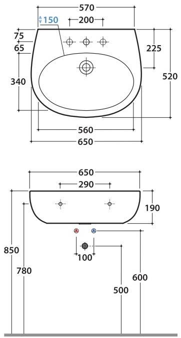 Подвесная раковина настенная овальная Ceramica Globo Grace белая sun-id-1516498 - Вид №8