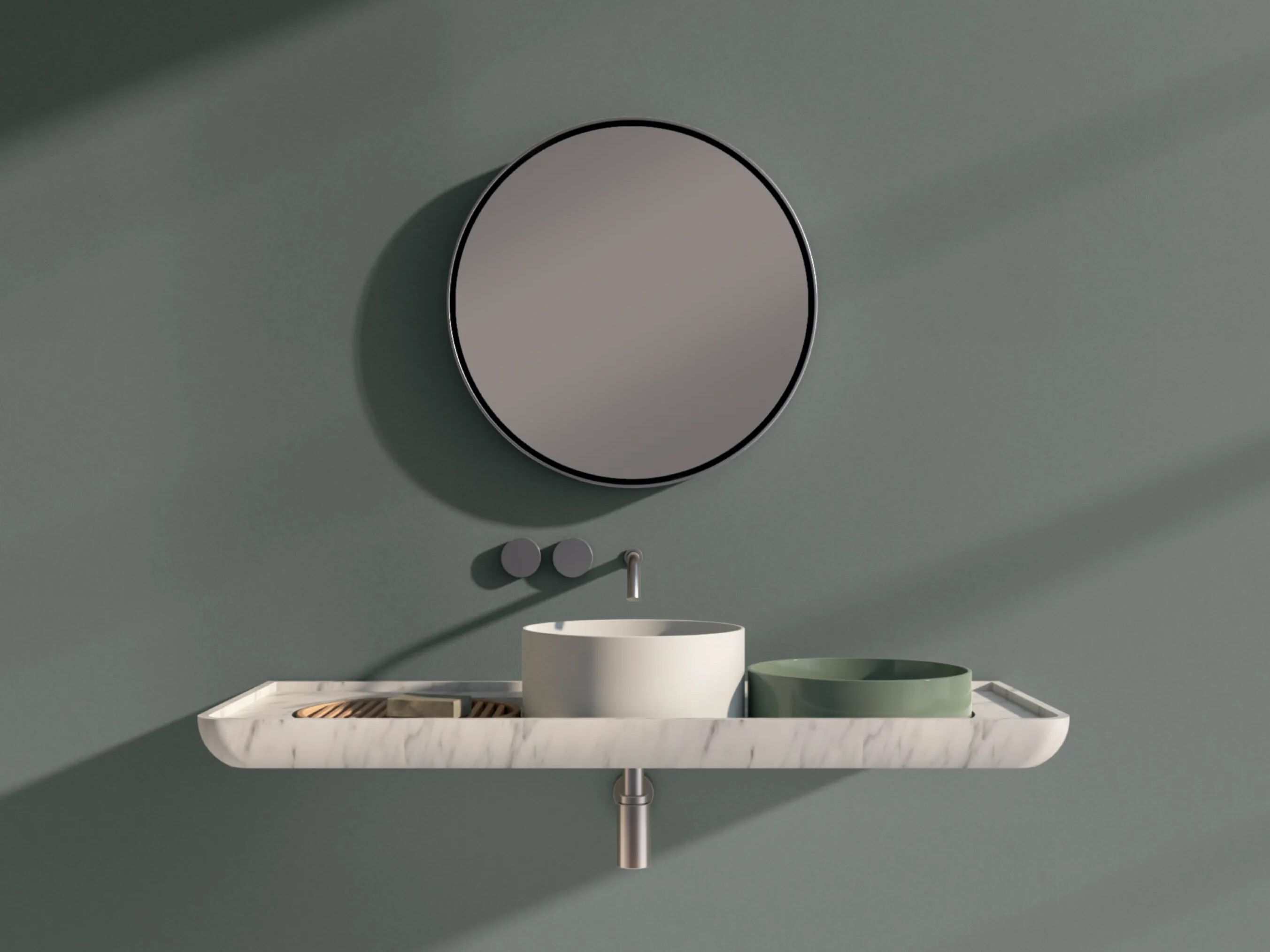 Керамическая подвесная круглая раковина с столешницей Nic Mediterraneo ARCH-00005780 - Вид №4