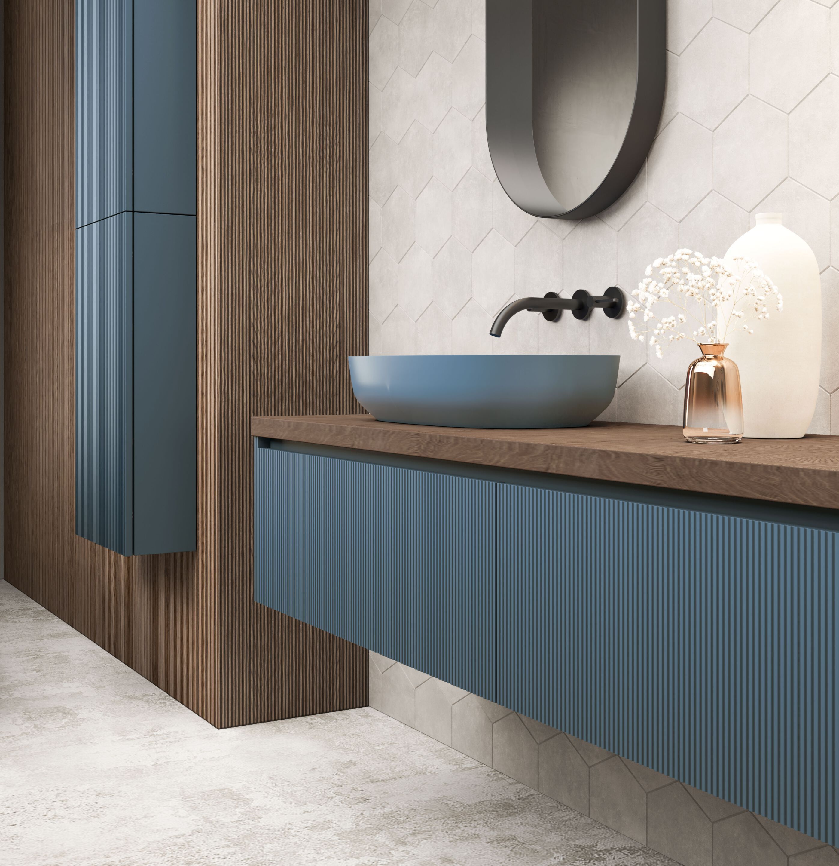 Подвесной умывальник с ящиками Mobiltesino Millerighe Color ARCH-00073312 - Вид №1