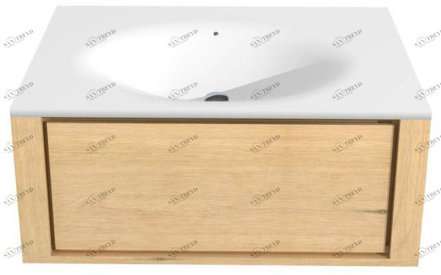 Ethnicraft Мебель для умывальника из дуба одинарная настенная с ящиками Oak qualitime Tgo-058071