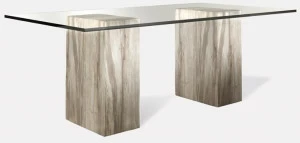 MORADA Прямоугольный обеденный стол из дерева и стекла Petra