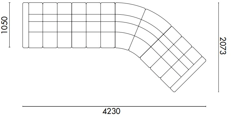 Grado Design Изогнутый 5-местный тафтинговый диван из ткани Salami Sal-sf-g05 - Вид №8