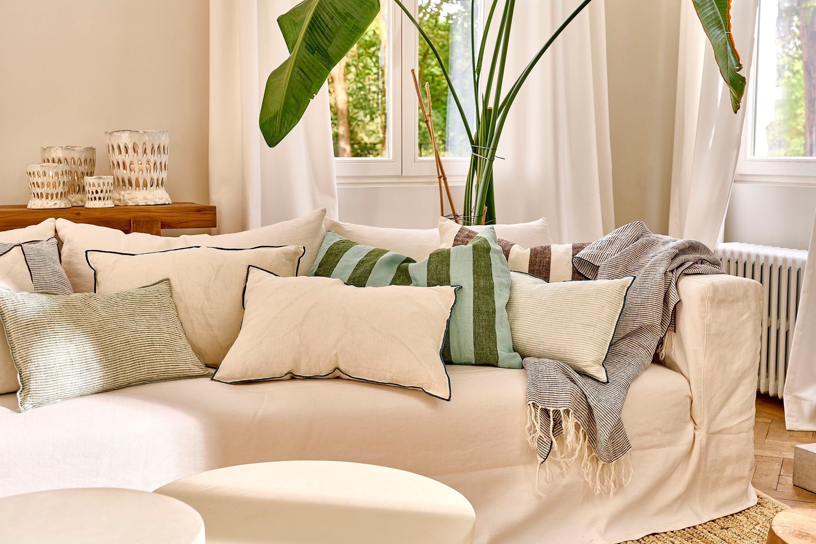 Льняная полосатая прямоугольная подушка POMAX Cirque Magique ARCH-00033573 - Вид №4