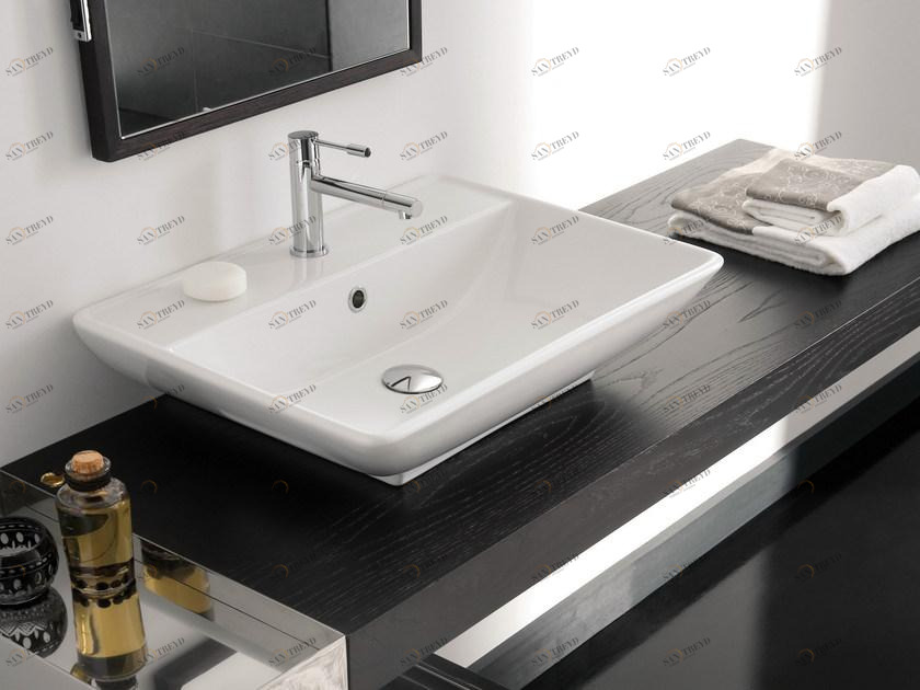 8046/r Накладная раковина на столешницу  овальная Scarabeo Ceramiche Thin-Line