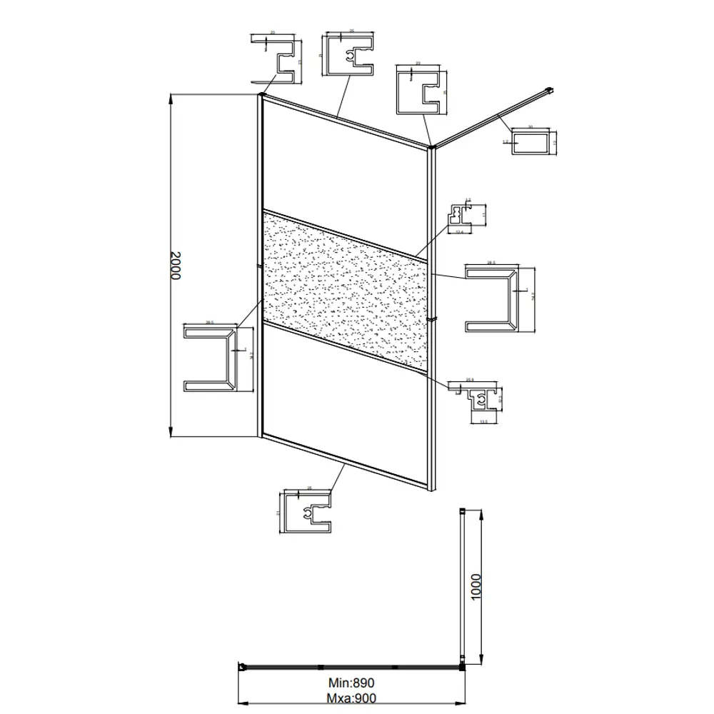 Душевая перегородка Awero Alcora 90x80см стекло прозрачное 6мм STLM-2076631 - Вид №5