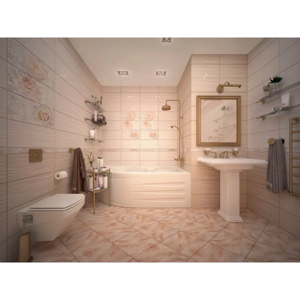 Плитка настенная Нефрит-Керамика Камелия Лайт 25x50 см 1 м2 цвет бежевый STLM-2129115 - Вид №3