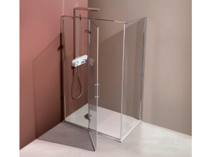 Алюминиевая и стеклянная угловая душевая кабина с распашной дверью