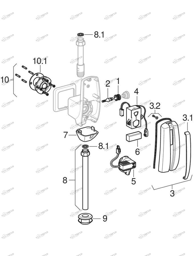 GEBERIT  Системы электронного управления смывом писсуара, питание от батарей, подвод сверху 1999 sun-id-1011305