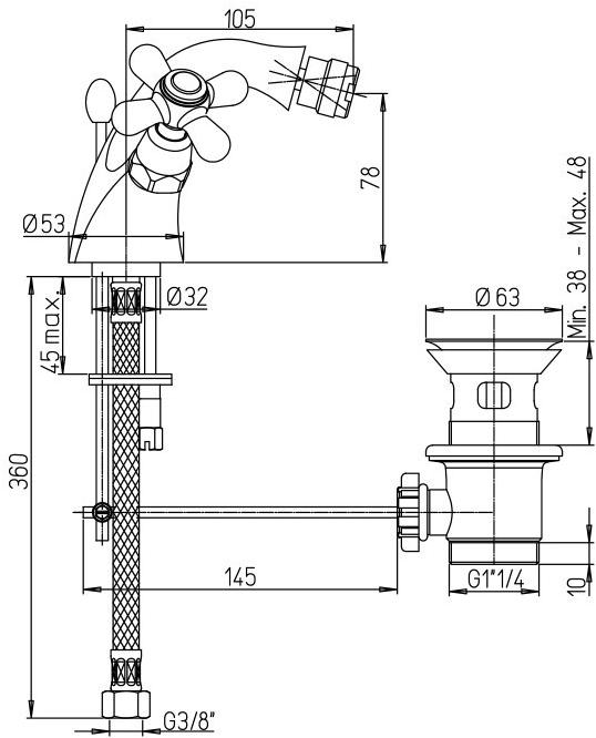 Paini Liberty 17F3327KM смеситель для биде - Вид №1