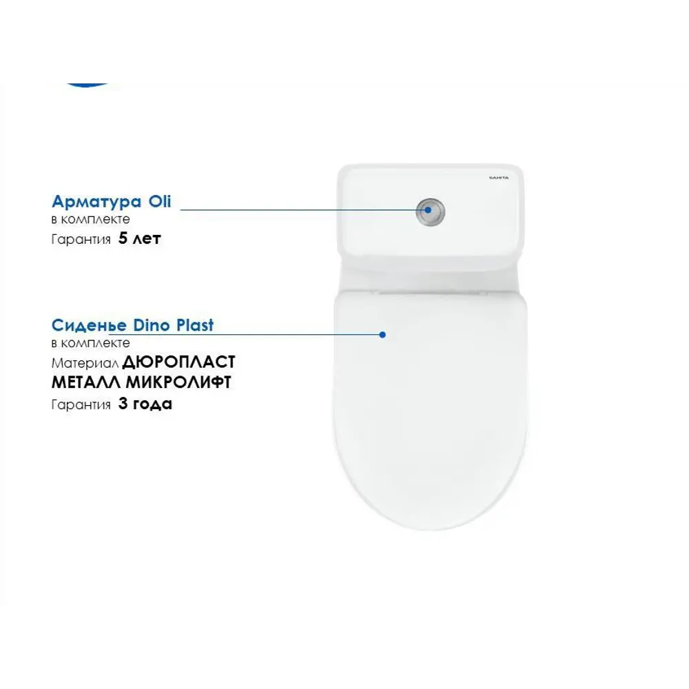 Унитаз-компакт Sensea Simple с двойным смывом и микролифтом 87471155 Симпл STLM-0073950 - Вид №6