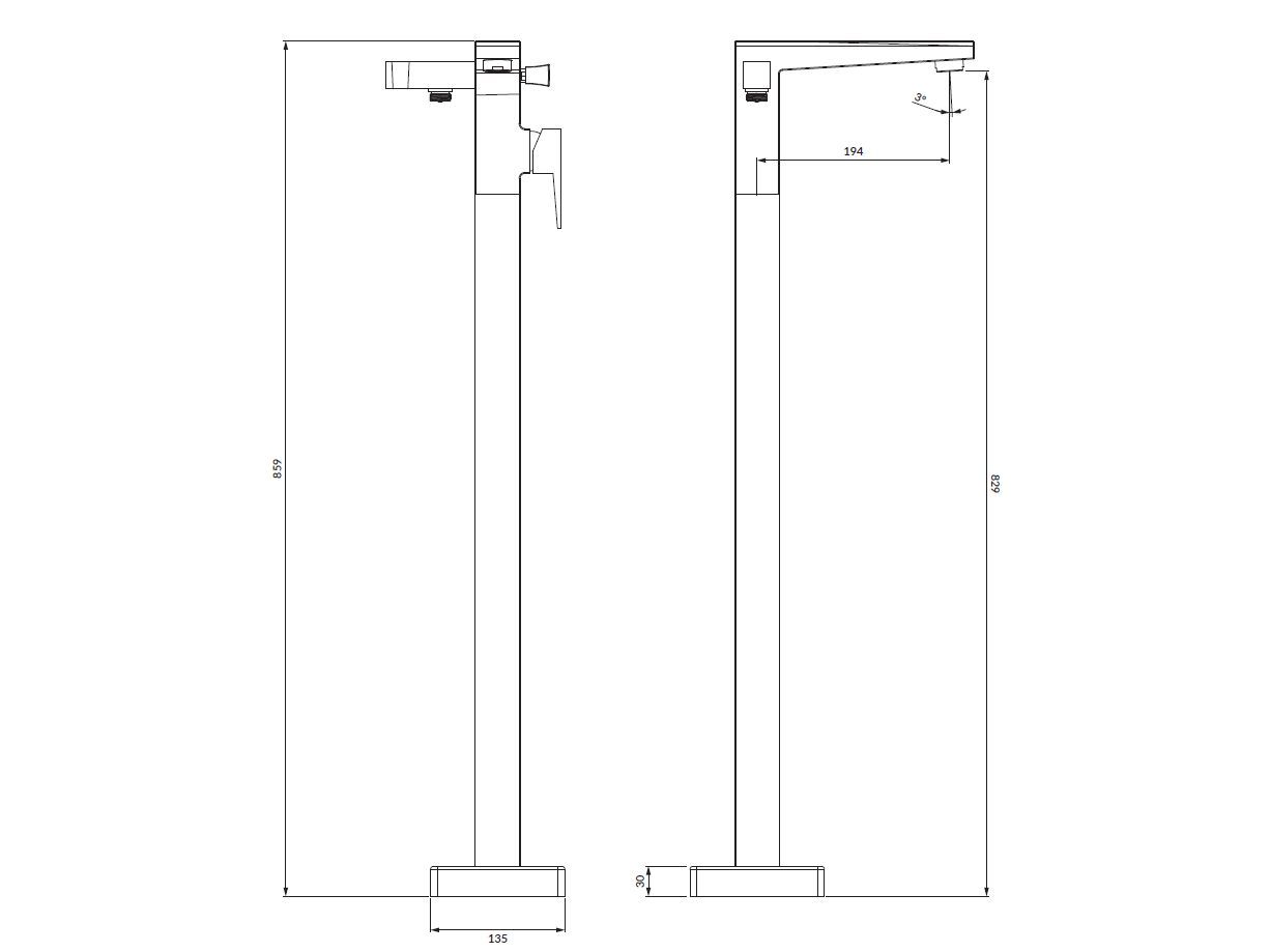 Смеситель для ванны с ручным душем OMNIRES Fresh ARCH-00082632 - Вид №2