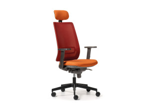 Тканевое вращающееся офисное кресло с подголовником